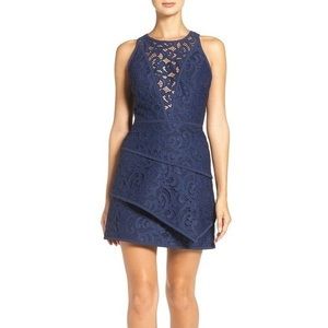 navy blue bcbgmaxazria cocktail mini dress